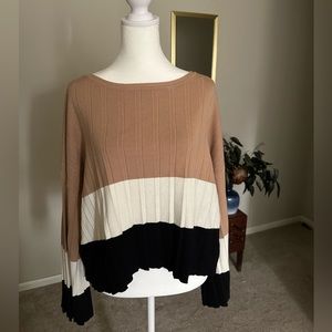 Lumiere Color Block Pullover Knit Sweater